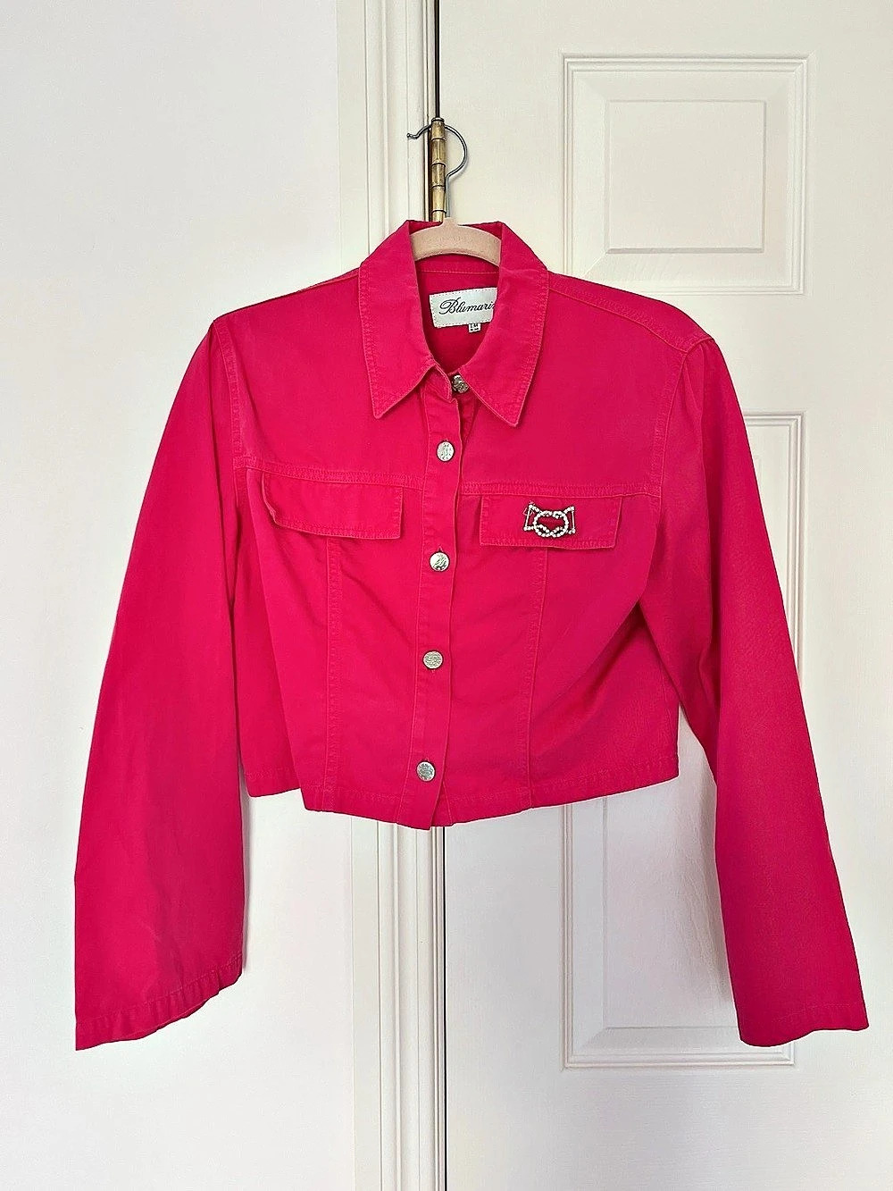 Blumarine Cropped Jacket in Pink Size S